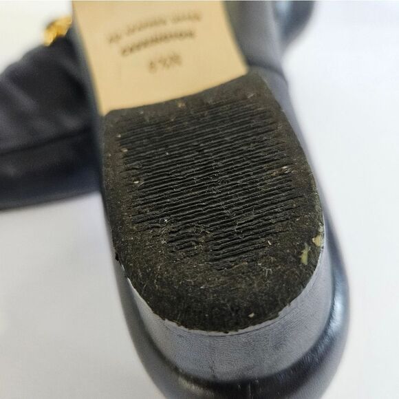 Vintage Etienne Aigner Navy Leather Horse Bit Snip Toe Carrington Loafers 8.5 - Picture 12 of 13